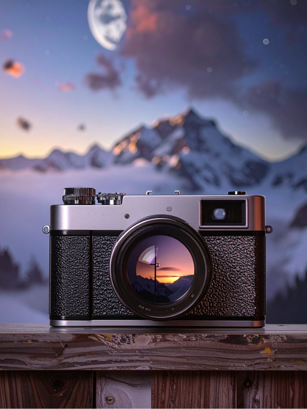 Vintage Black & Silver Camera Art Print - Home Wall Photography Decor